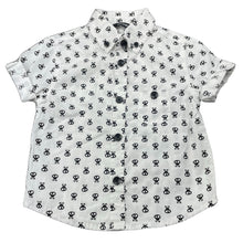 Load image into Gallery viewer, Boys George, lightweight cotton short sleeve shirt, skulls, EUC, size 0,