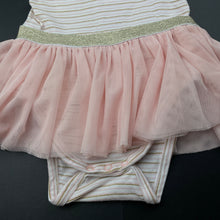 Load image into Gallery viewer, Girls striped, stretchy tutu romper, FUC, size 00,