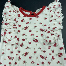 Load image into Gallery viewer, Girls Baby Berry, floral organic cotton ruffle romper, FUC, size 0,