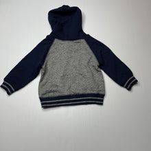 Load image into Gallery viewer, Boys navy & grey, hoodie sweater, labels removed, armpit to armpit: 27cm, armpit to cuff: 18cm, EUC, size 0,