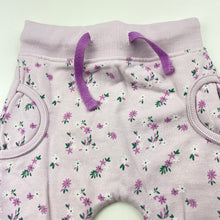 Load image into Gallery viewer, Girls Baby Berry, lilac floral fleece lined pants / bottoms, elasticated, GUC, size 00,