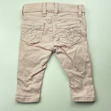 Load image into Gallery viewer, Girls Bardot Junior, pink stretch denim pants, adjustable, mark back waistband, FUC, size 00,