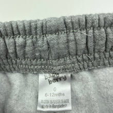 Load image into Gallery viewer, unisex Baby Berry, grey fleece lined track / sweat pants, elasticated, EUC, size 0,