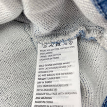 Load image into Gallery viewer, Girls Bardot Junior, stretchy knit denim overalls dress / pinafore, GUC, size 000, L: 34cm