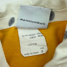 Load image into Gallery viewer, unisex Rugby Originals Official, vintage Australia Rugby World Cup 2003 cotton jersey, small fix lower front left, FUC, size 6,