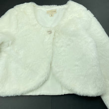 Load image into Gallery viewer, Girls Designer Kidz, lined faux fur cropped jacket, L: 36cm, EUC, size 8,