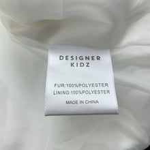 Load image into Gallery viewer, Girls Designer Kidz, lined faux fur cropped jacket, L: 36cm, EUC, size 8,