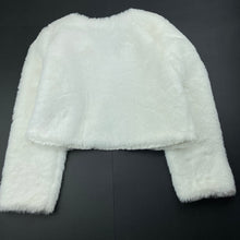 Load image into Gallery viewer, Girls Designer Kidz, lined faux fur cropped jacket, L: 36cm, EUC, size 8,