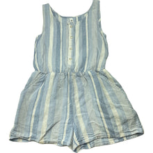 Load image into Gallery viewer, Girls KID, striped linen / viscose summer playsuit, small mark chest, FUC, size 8,