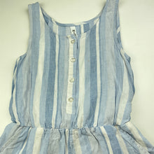 Load image into Gallery viewer, Girls KID, striped linen / viscose summer playsuit, small mark chest, FUC, size 8,