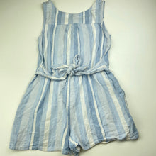 Load image into Gallery viewer, Girls KID, striped linen / viscose summer playsuit, small mark chest, FUC, size 8,