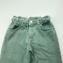 Load image into Gallery viewer, Girls 1964 Denim Co, green denim pants, elasticated, Inside leg: 36cm, GUC, size 3,