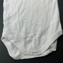 Load image into Gallery viewer, unisex Baby Berry, white ribbed organic cotton bodysuit / romper, EUC, size 00,