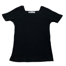 Load image into Gallery viewer, Girls GLOBAL WORK, black ribbed stretchy top, no size, armpit to armpit: 28cm, EUC, size 6-7,