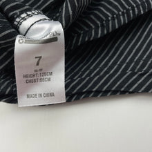 Load image into Gallery viewer, Boys Urban Supply, black & grey stripe cotton short sleeve shirt, EUC, size 7,