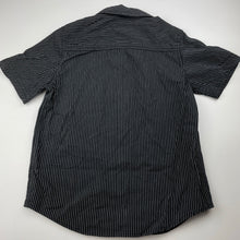 Load image into Gallery viewer, Boys Urban Supply, black & grey stripe cotton short sleeve shirt, EUC, size 7,