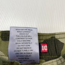 Load image into Gallery viewer, Boys L&D, khaki camo print cotton cargo shorts, W: 32.5cm across, EUC, size 10,