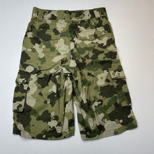Load image into Gallery viewer, Boys L&D, khaki camo print cotton cargo shorts, W: 32.5cm across, EUC, size 10,