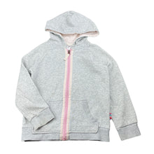 Load image into Gallery viewer, Girls Target, fleece lined zip hoodie sweater, marks front & sleeves, FUC, size 6,