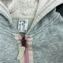 Load image into Gallery viewer, Girls Target, fleece lined zip hoodie sweater, marks front & sleeves, FUC, size 6,