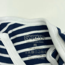 Load image into Gallery viewer, Boys PIMPOLHO, navy stripe soft cotton bodysuit / romper, EUC, size 0,