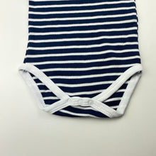 Load image into Gallery viewer, Boys PIMPOLHO, navy stripe soft cotton bodysuit / romper, EUC, size 0,