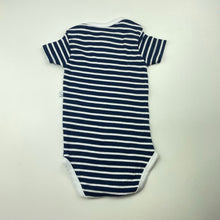 Load image into Gallery viewer, Boys PIMPOLHO, navy stripe soft cotton bodysuit / romper, EUC, size 0,