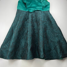 Load image into Gallery viewer, Girls lined, emerald green party / formal dress, armpit to armpit: 36.5cm, GUC, size 10-12, L: 76cm