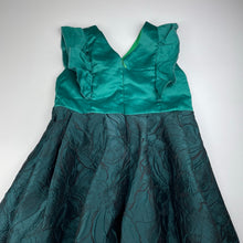 Load image into Gallery viewer, Girls lined, emerald green party / formal dress, armpit to armpit: 36.5cm, GUC, size 10-12, L: 76cm