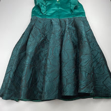 Load image into Gallery viewer, Girls lined, emerald green party / formal dress, armpit to armpit: 36.5cm, GUC, size 10-12, L: 76cm
