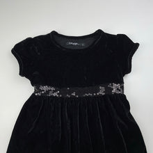 Load image into Gallery viewer, Girls George, black velvet & sequin party / formal dress, EUC, size 6, L: 57cm