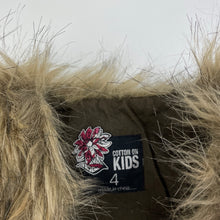 Load image into Gallery viewer, Girls Cotton On, cotton lined faux fur vest / jacket, single button fasten, GUC, size 4,