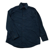 Load image into Gallery viewer, Boys FRED BRACKS, black & blue stripe long sleeve dress shirt, EUC, size 7,
