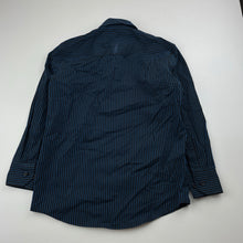 Load image into Gallery viewer, Boys FRED BRACKS, black & blue stripe long sleeve dress shirt, EUC, size 7,