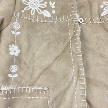 Load image into Gallery viewer, Girls Origami, embroidered faux suede jacket/coat, L: 51cm, small blue marks on front, FUC, size 8,