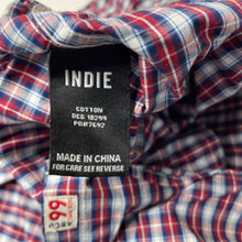 Load image into Gallery viewer, Boys ABCD Industrie, checked cotton long sleeve shirt, collar button missing, spare attached, GUC, size 2,