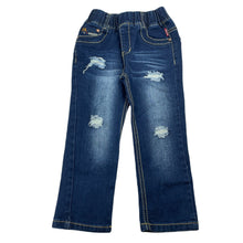 Load image into Gallery viewer, Boys Fashion Jeans Co, distressed stretch denim pants, elasticated, Inside leg: 37cm, EUC, size 4,