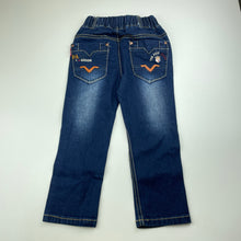 Load image into Gallery viewer, Boys Fashion Jeans Co, distressed stretch denim pants, elasticated, Inside leg: 37cm, EUC, size 4,