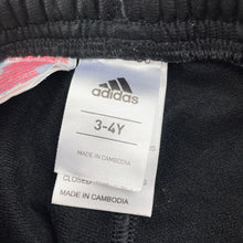Load image into Gallery viewer, Boys Adidas, black track pants, elasticated, Inside leg: 40.5cm, FUC, size 3-4,