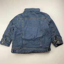Load image into Gallery viewer, Boys Jack & Milly, reversible blue denim / grey jacket / coat, wash fade, FUC, size 4,