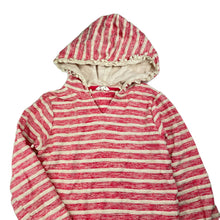 Load image into Gallery viewer, Girls Milkshake, striped cotton hooded top, light mark right sleeve, FUC, size 8,