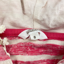 Load image into Gallery viewer, Girls Milkshake, striped cotton hooded top, light mark right sleeve, FUC, size 8,