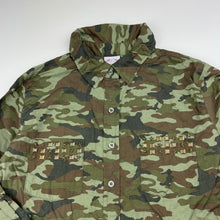 Load image into Gallery viewer, Girls All 4 Me, camo print cotton long sleeve shirt, small marks, FUC, size 10,