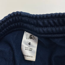Load image into Gallery viewer, Boys H&T, navy track pants, elasticated, Inside leg: 42cm, FUC, size 4,