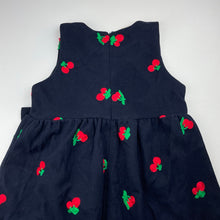Load image into Gallery viewer, Girls Shuziyiku, lined embroidered navy dress, armpit to armpit: 35cm, EUC, size 6-8, L: 58cm