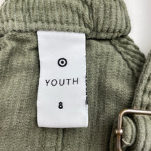 Load image into Gallery viewer, Girls Target, khaki corduroy cotton overalls dress, GUC, size 8, L: 64cm