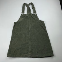 Load image into Gallery viewer, Girls Target, khaki corduroy cotton overalls dress, GUC, size 8, L: 64cm