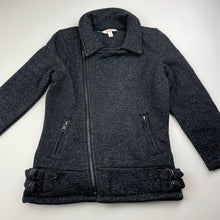 Load image into Gallery viewer, Girls Milkshake, fleece lined black & silver metallic jacket, EUC, size 6,