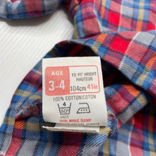 Load image into Gallery viewer, Boys St Michael, vintage checked cotton long sleeve shirt, EUC, size 3-4,