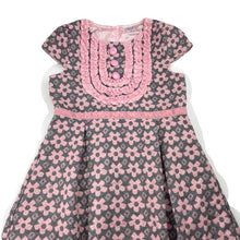 Load image into Gallery viewer, Girls Vanna Princess, lined floral grey & pink floral dress, GUC, size 8, L: 66cm